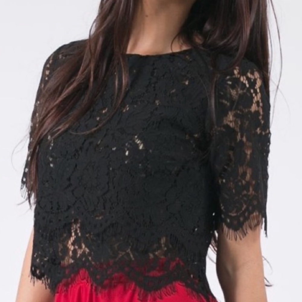 Vici Black Lace Crop Top